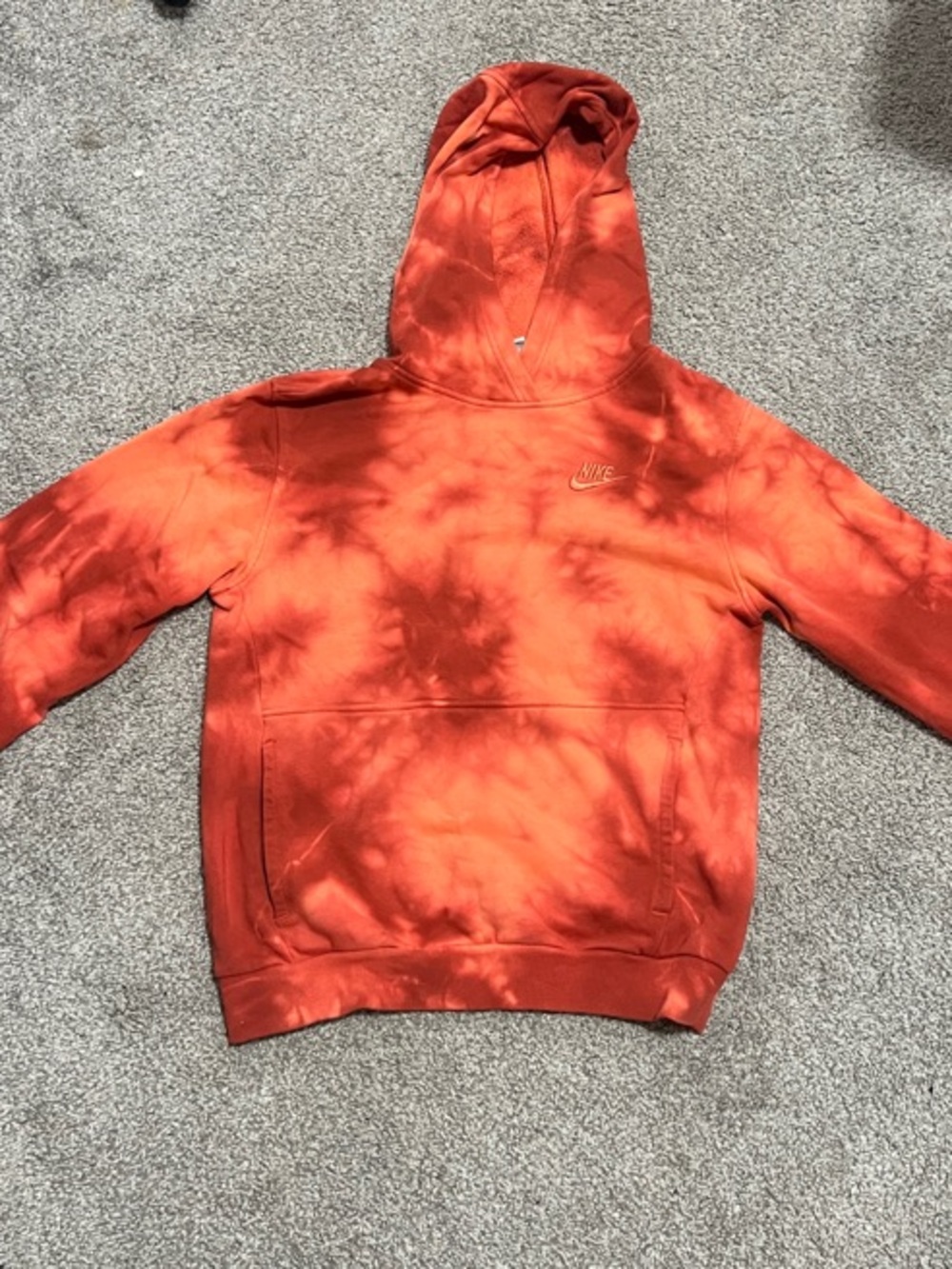 Nike Orange Tie-Dye Hooded Pullover Sweatshirt